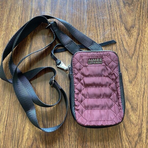 Aimee Kestenberg Handbags - Aimee Kestenberg Just Sayin' Maroon Black Quilted Crossbody Phone Bag